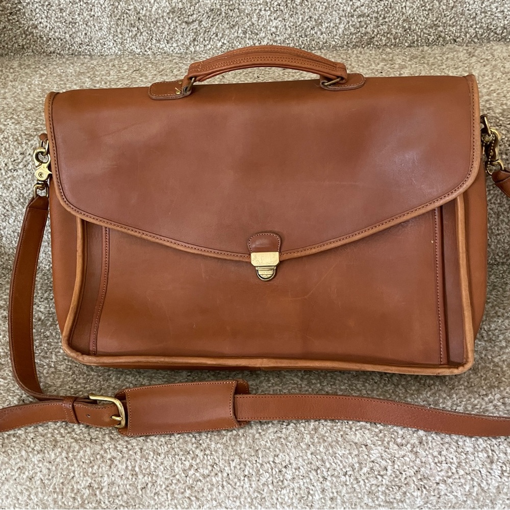 COACH #1493-330 Made in USA Tan Briefcase Messenger Crossbody Bag